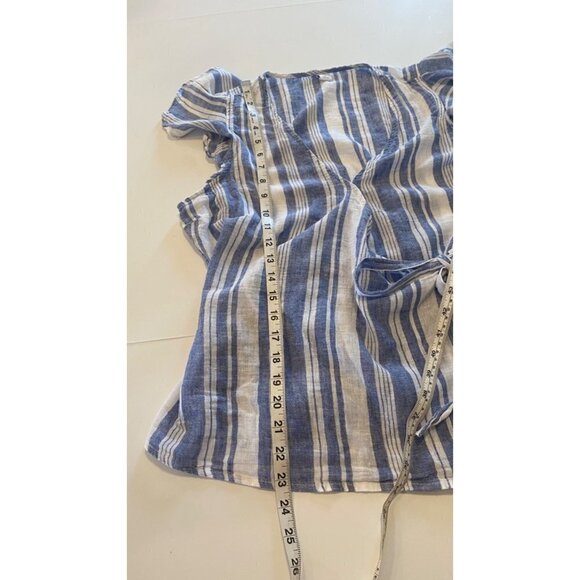 Old Navy Linen Wrap Stripe Blue Top, Medium - Picture 5 of 7